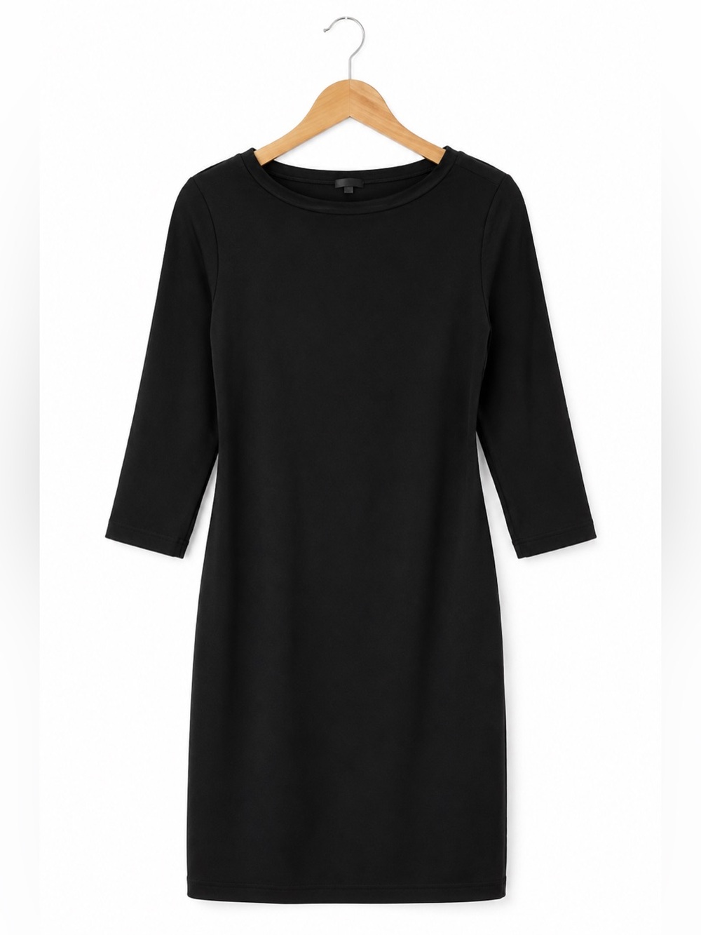 Eileen Fisher Black 3/4 Sleeve Boat Neck Dress Classic Capsule Minimalist